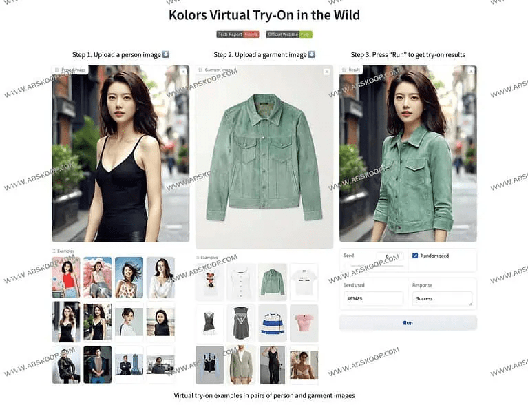 Kolors Virtual Try-On in the Wild：在线虚拟试衣间 一键换衣 - NowX 游读社-NowX 游读社